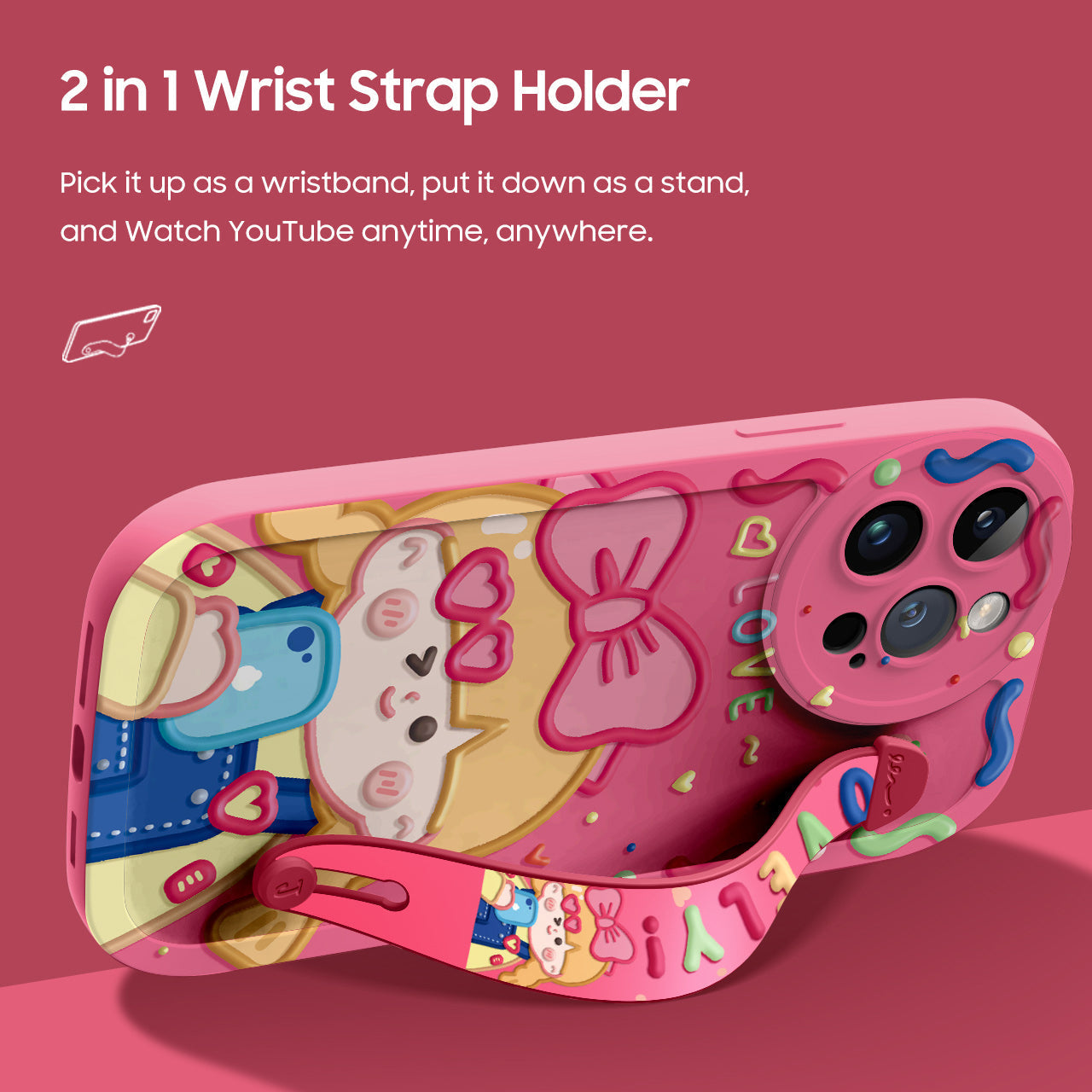iPhone Series | “Cute Girl” Liquid Silicone Wristband Phone Case