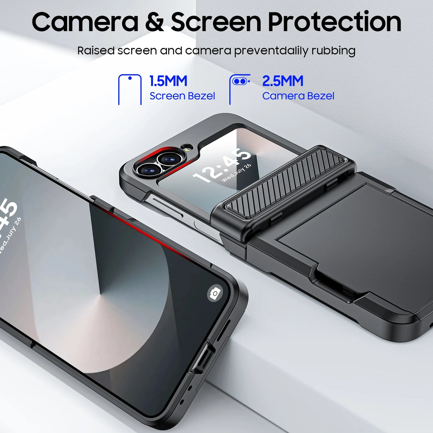 Rugged Shockproof Case with Built-In Screen Protector for Samsung Galaxy Z Flip 6 | Wireless Charging Compatible