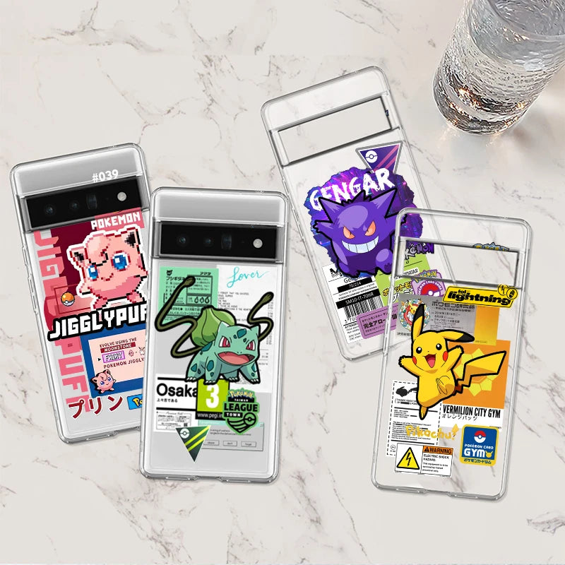 Cartoon G-Gengar P-Pikachu Google Pixel Transparent Shockproof Cover