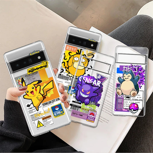 Cartoon G-Gengar P-Pikachu Google Pixel Transparent Shockproof Cover