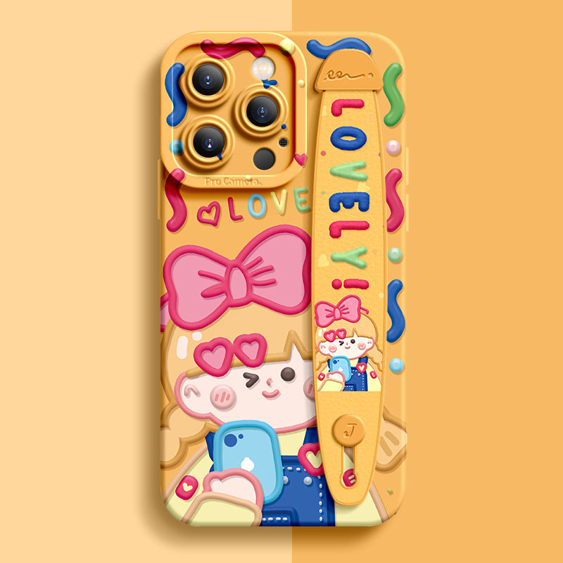 iPhone Series | “Cute Girl” Liquid Silicone Wristband Phone Case