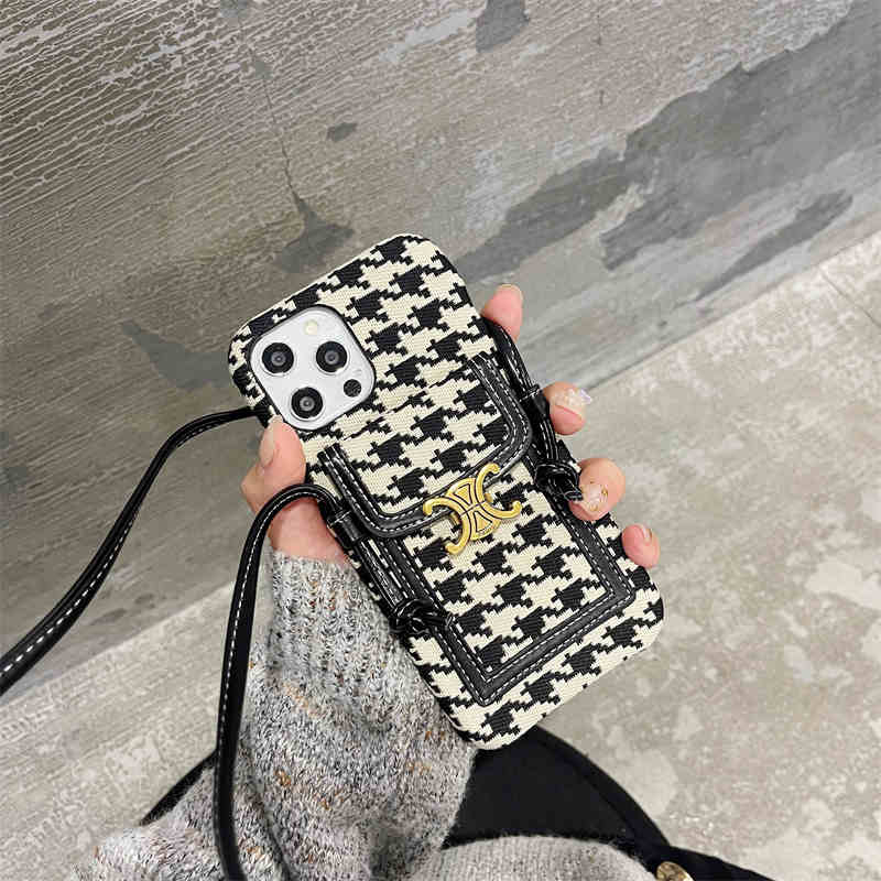 Trendy Canvas Crossbody Lanyard with Card Holder & Coin Purse for iPhone 16 Pro Max/15/14/13/12/11