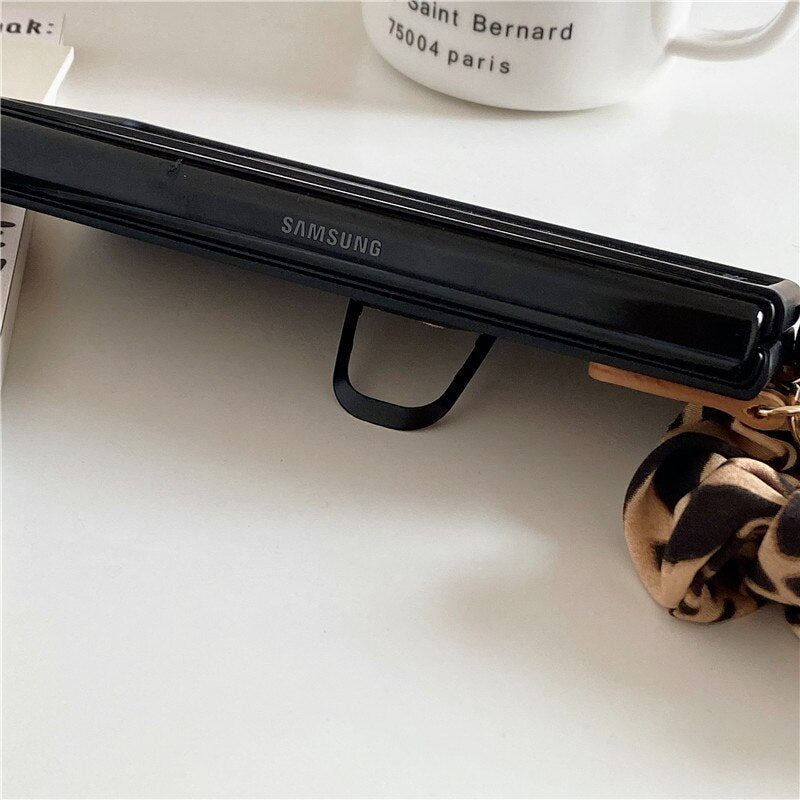 Luxury Cloth Wrist Strap Phone Case For Samsung Galaxy Z Fold 3 5G