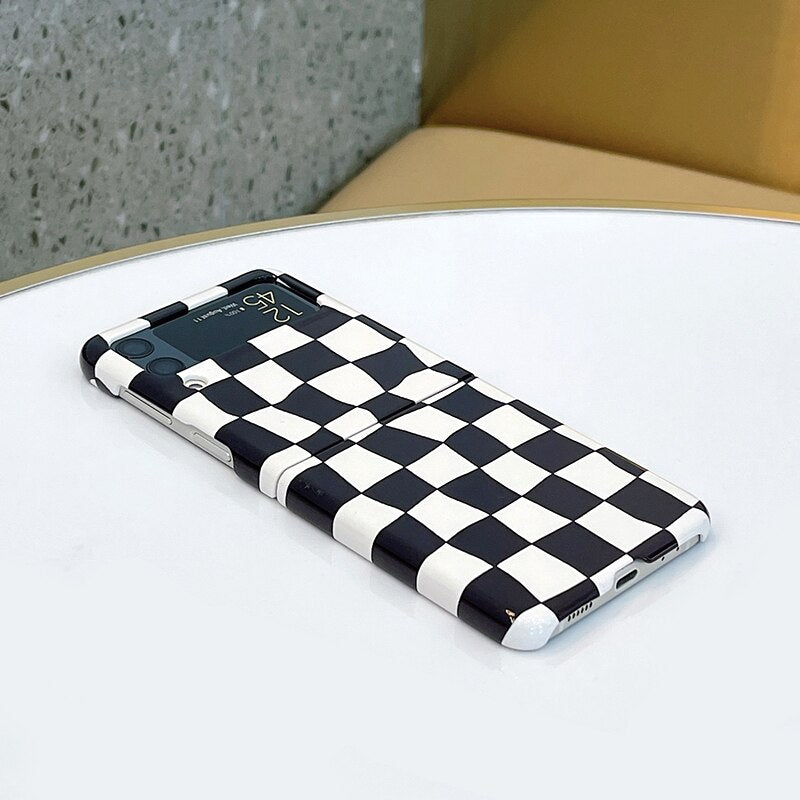 Case Checkerboard Lattice Simple Literary Style for Galaxy Z Flip 3