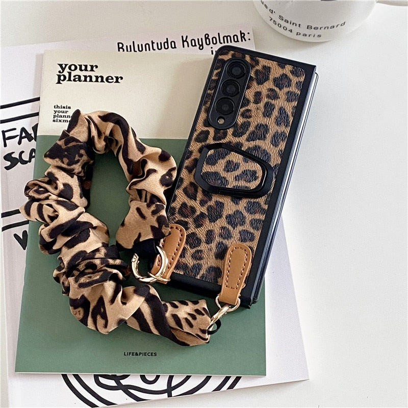 Luxury Cloth Wrist Strap Phone Case For Samsung Galaxy Z Fold 3 5G