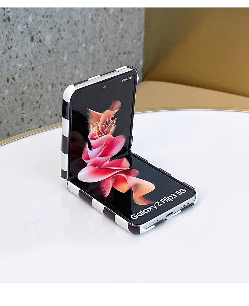 Case Checkerboard Lattice Simple Literary Style for Galaxy Z Flip 3