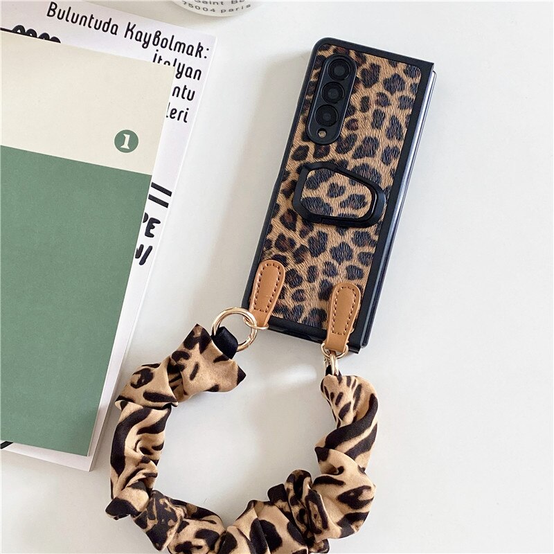 Luxury Cloth Wrist Strap Phone Case For Samsung Galaxy Z Fold 3 5G