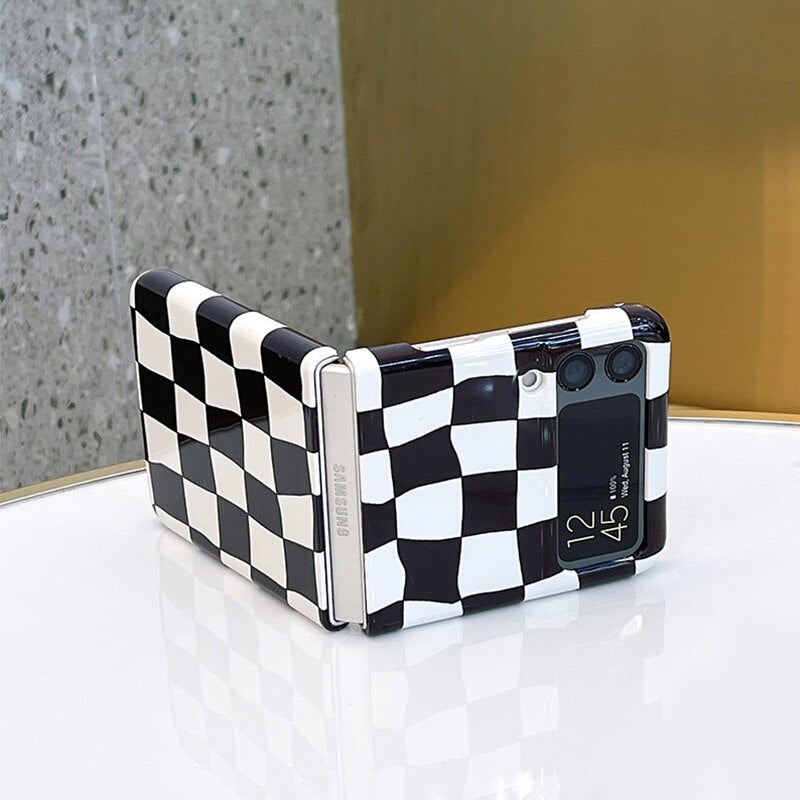 Case Checkerboard Lattice Simple Literary Style for Galaxy Z Flip 3