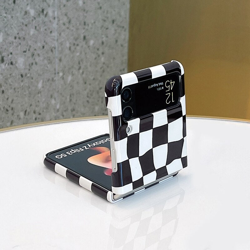 Case Checkerboard Lattice Simple Literary Style for Galaxy Z Flip 3