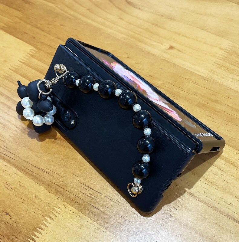 Cute Beads Wrist Band Abstract Balloon DogPhone Case For Samsung Galaxy Z Fold 3