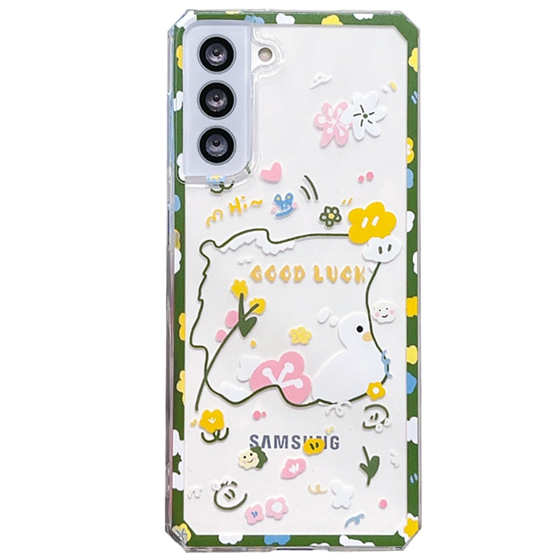 Hand-painted flowers are suitable for Samsung s22 Series