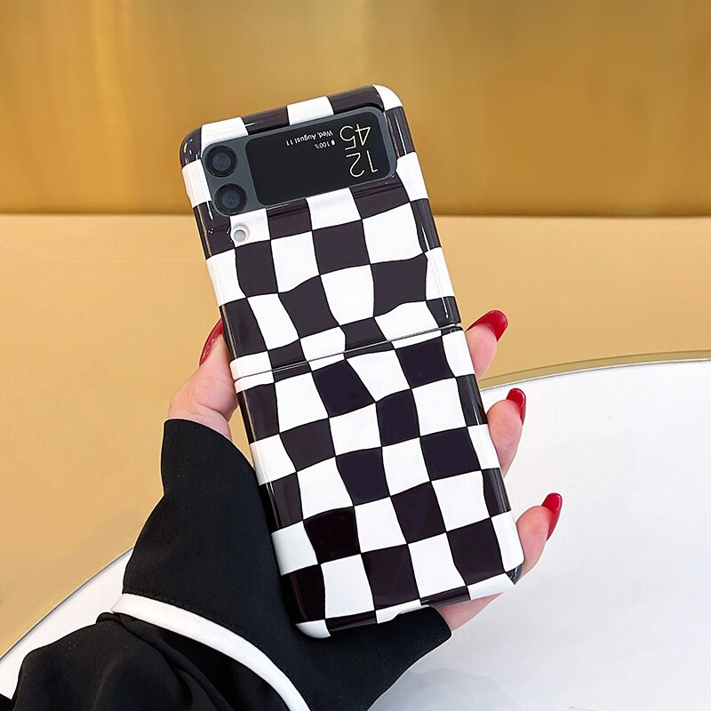 Case Checkerboard Lattice Simple Literary Style for Galaxy Z Flip 3