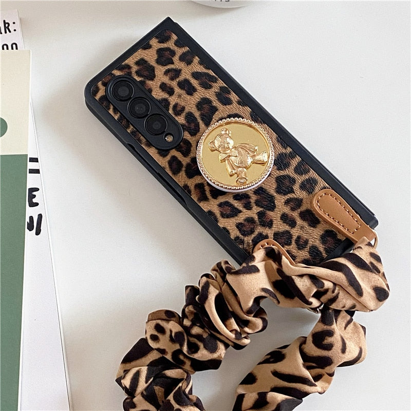 Luxury Cloth Wrist Strap Phone Case For Samsung Galaxy Z Fold 3 5G