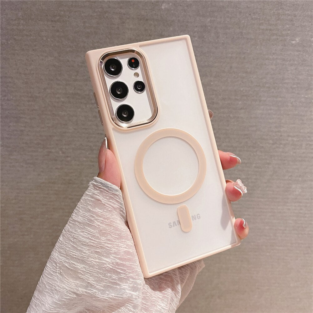 Metal Magnetic Wireless Charging Case For Samsung S22 Series