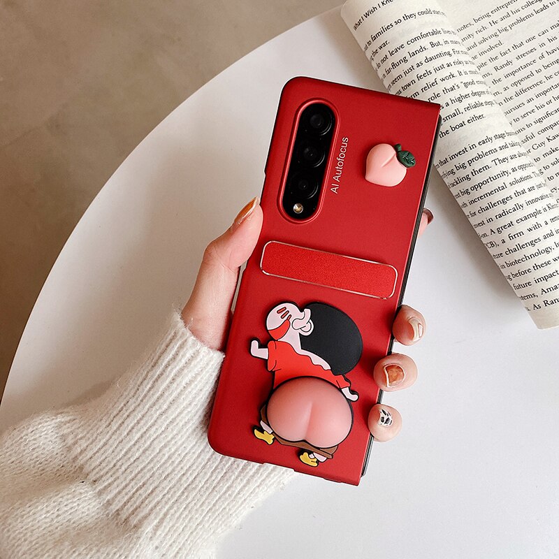 Cute Decompression Dog Metal Folding Holder Phone case For Samsung Galaxy Z Fold