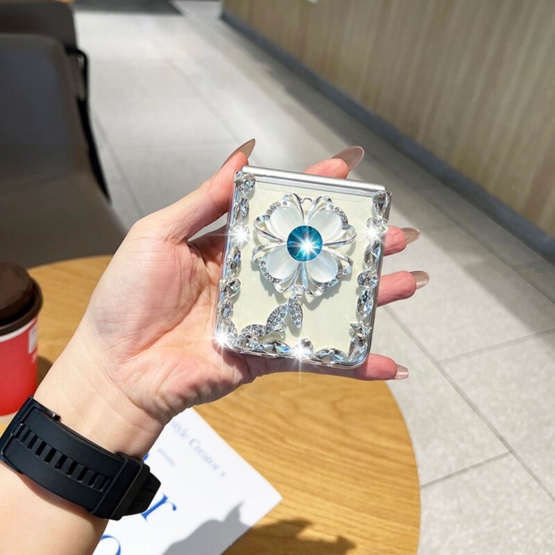 Luxury Bling Rhinestone Flower Phone Case For Samsung Galaxy Z Flip 3 5G