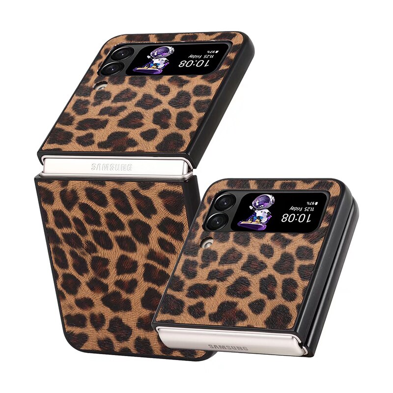 Fashion Leopard Print Hard Fold Case For Samsung Galaxy Z Flip 3
