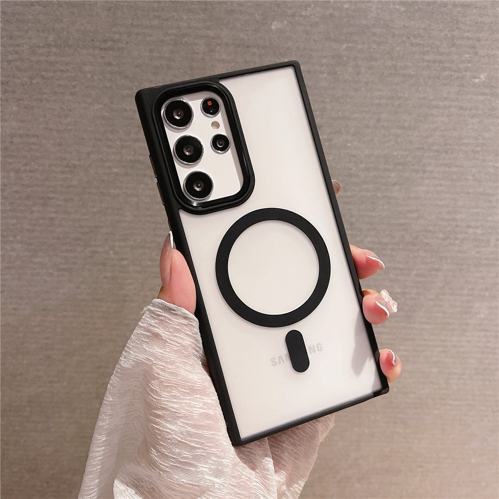 Metal Magnetic Wireless Charging Case For Samsung S22 Series