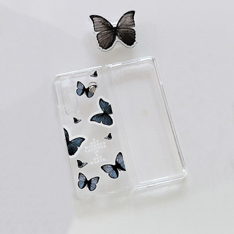 Black Butterfly Phone Stand Case for Samsung Galaxy Z Fold 3 5G
