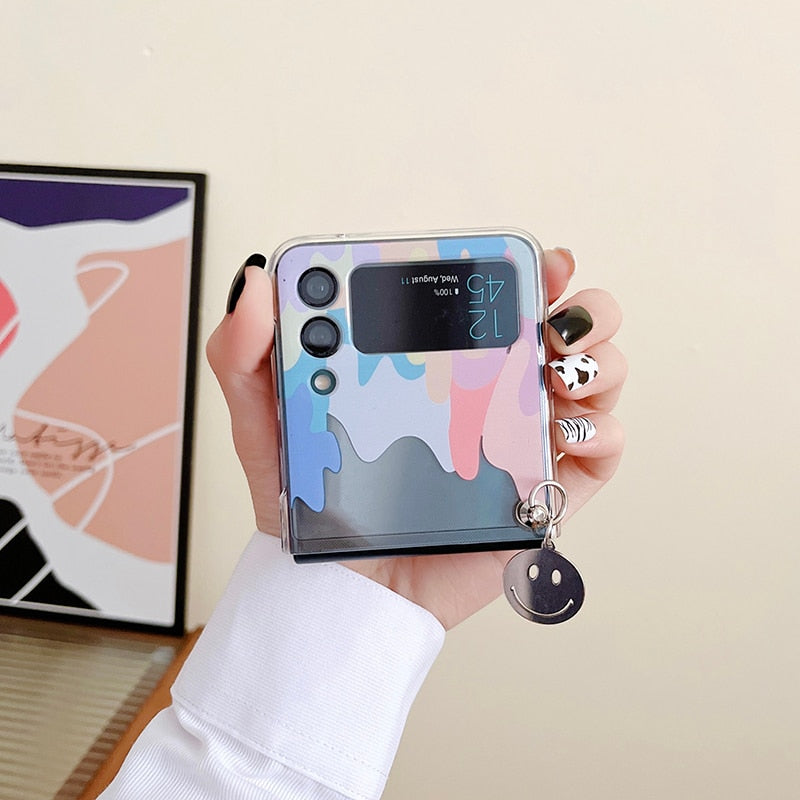 Cartoon Smiley Case With Metal Pendant For Samsung Z Flip3