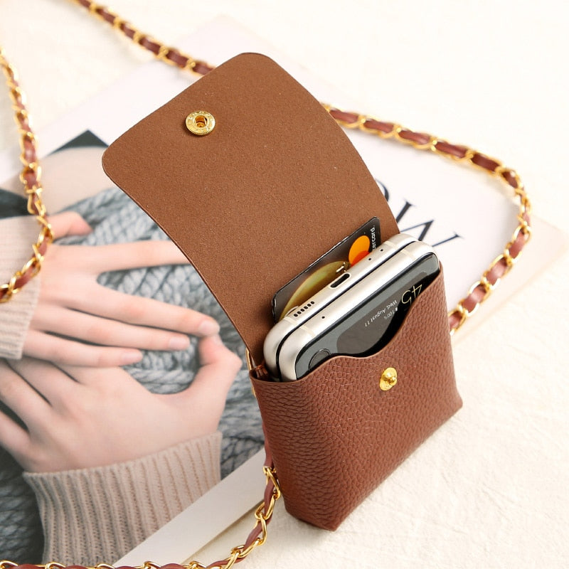 Crossbody Leather Mini Phone Bag For Samsung Galaxy Z Flip 4, 3, Series
