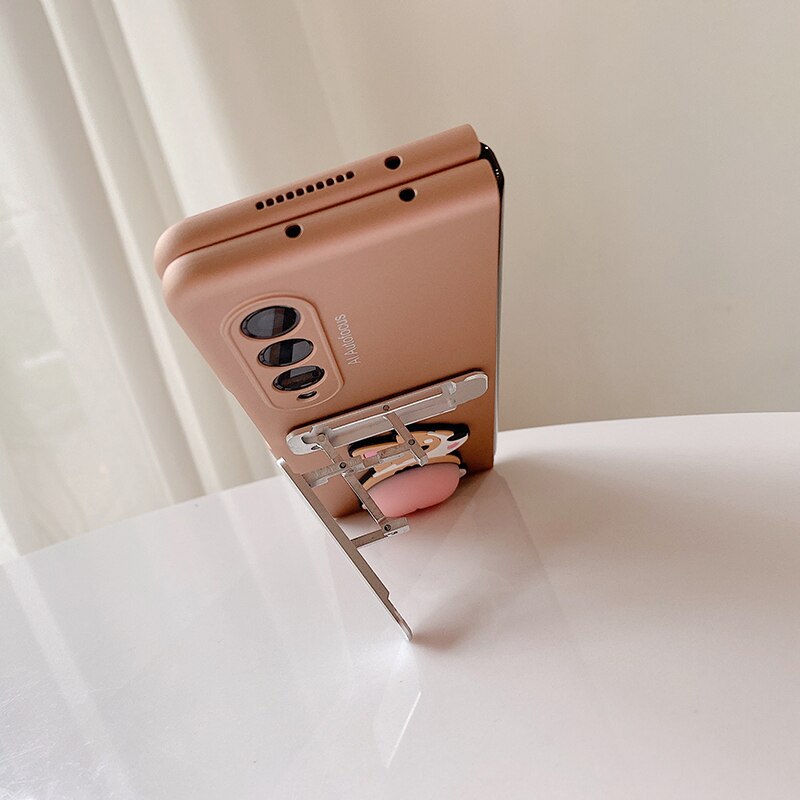 Cute Decompression Dog Metal Folding Holder Phone case For Samsung Galaxy Z Fold