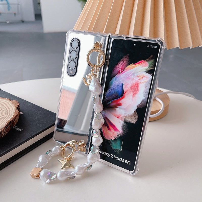 Makeup Mirror Shockproof Phone Case For Samsung Galaxy Z Fold 3 5G