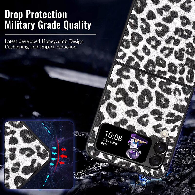 Fashion Leopard Print Hard Fold Case For Samsung Galaxy Z Flip 3
