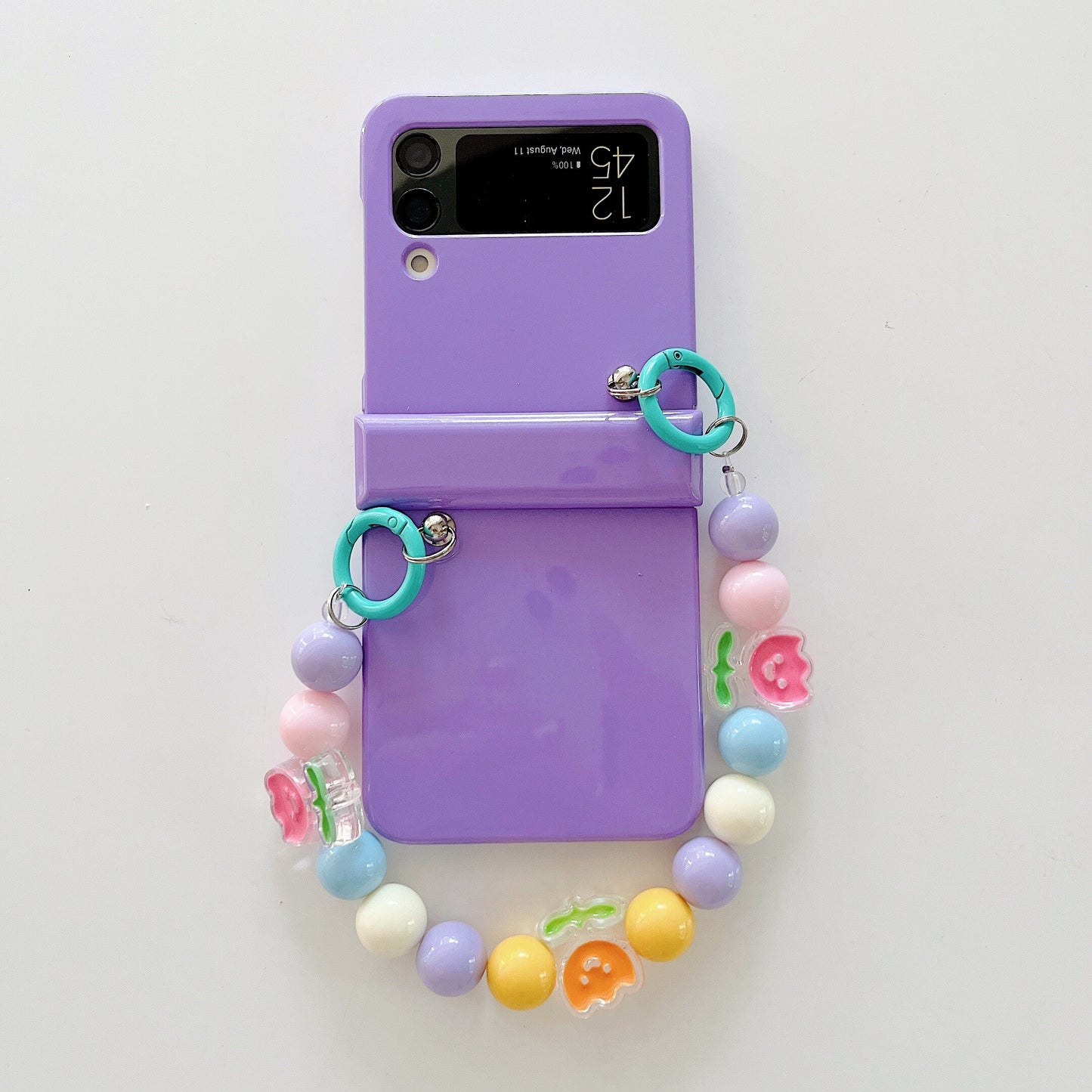 Cute Colorful Flowers Bracelet Phone Case For Samsung Galaxy Z Flip 3 5G