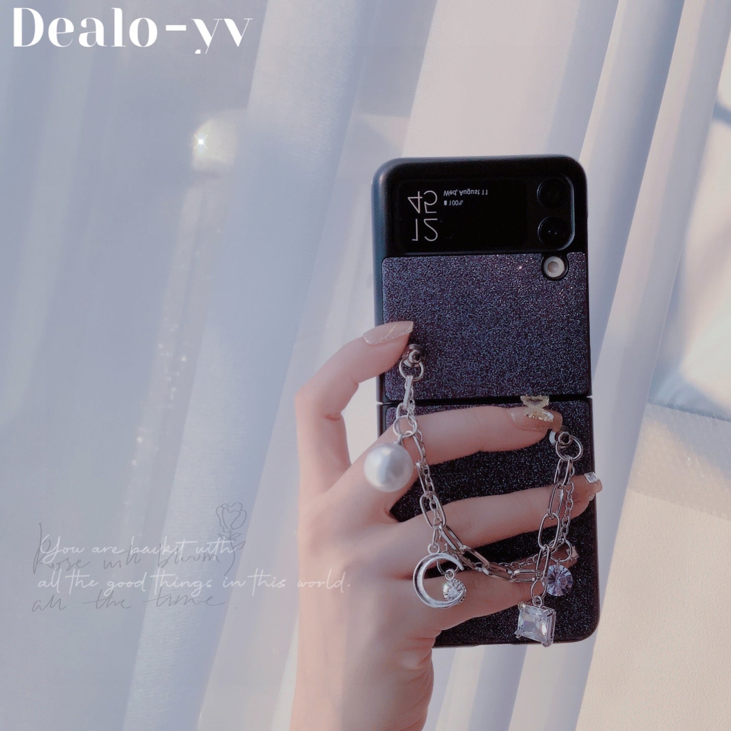 Glitter Pearl Case With Lanyard For Samsung Z Flip 3 and Galaxy Z FOLD