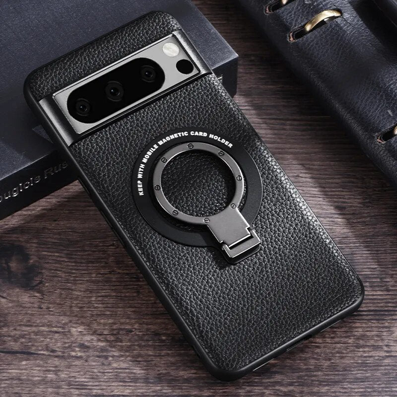 Magnetic Leather Case with Bracket for Google Pixel 8 Series