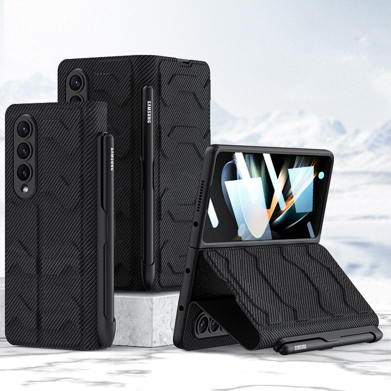 Leather Case with S Pen & Card Slot for Samsung Galaxy Z Fold 4
