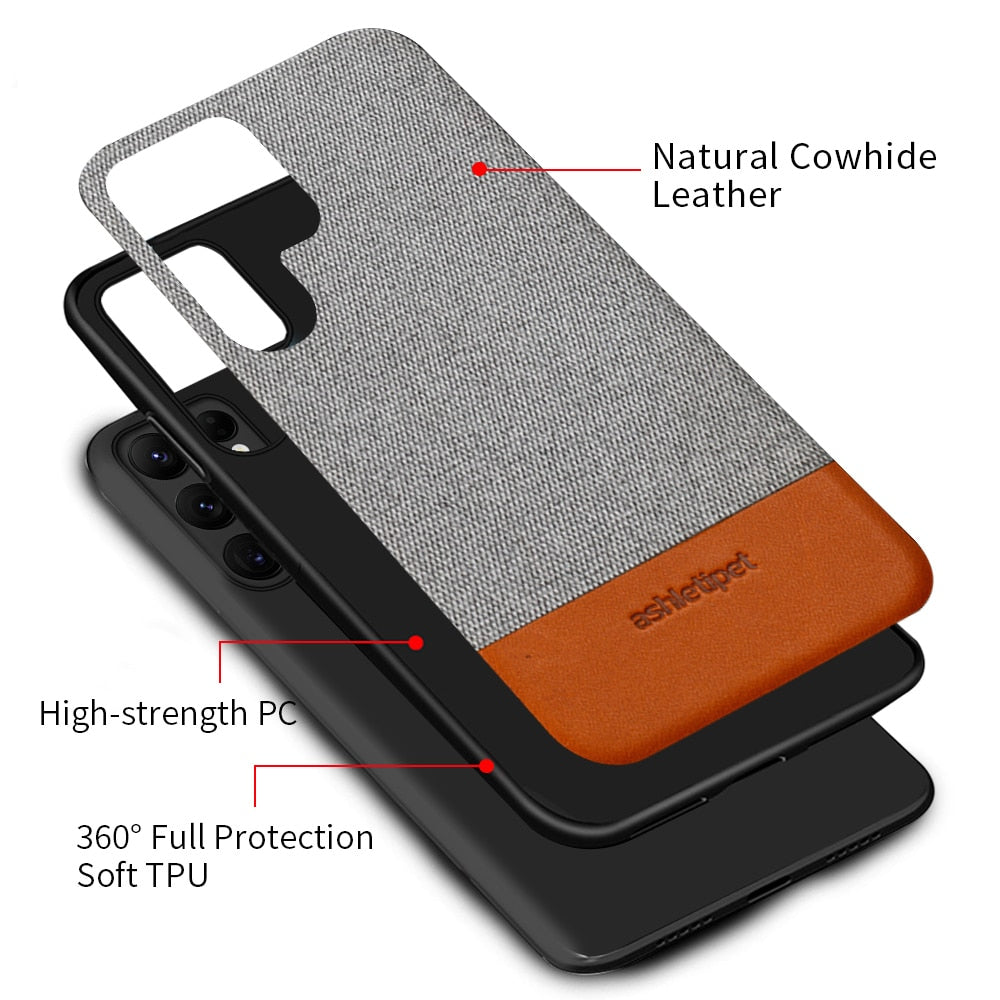 Canvas Leather Cover Case for Samsung Galaxy s22 Series