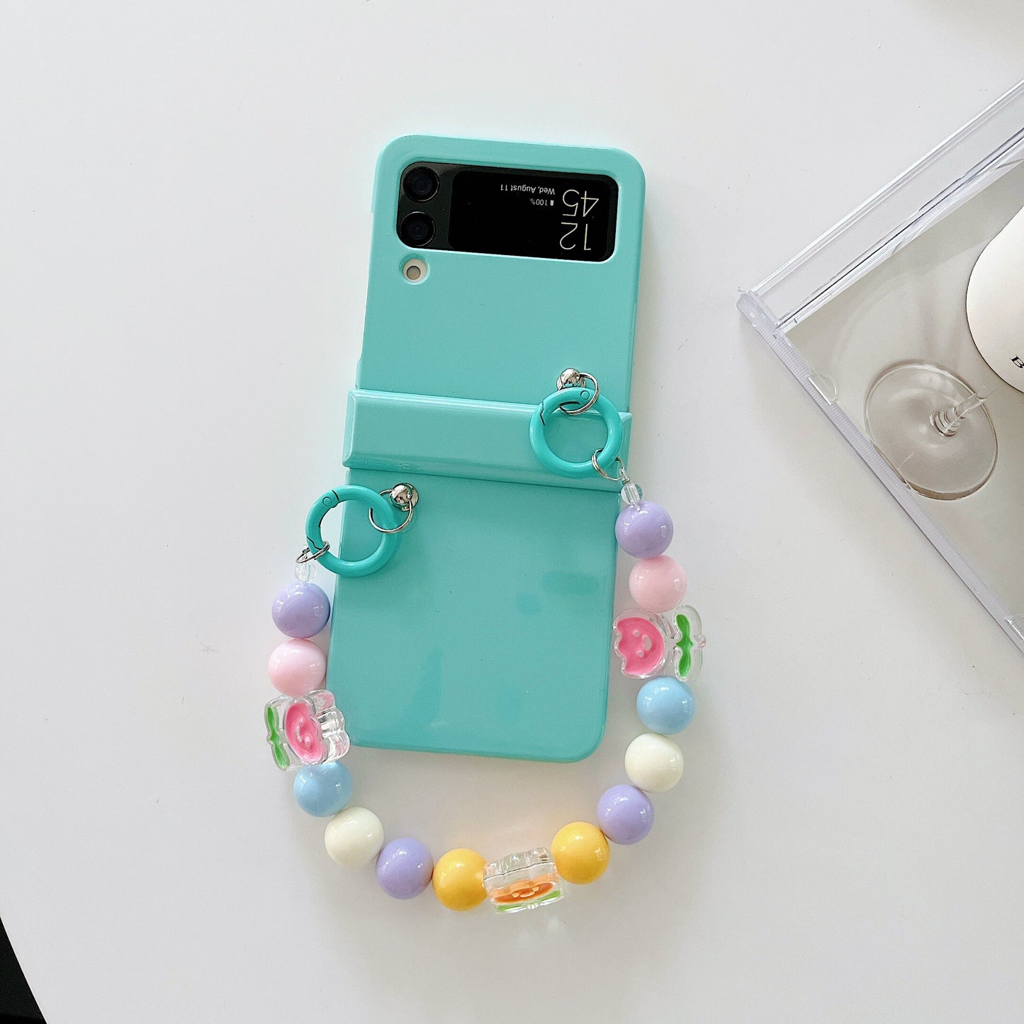 Cute Colorful Flowers Bracelet Phone Case For Samsung Galaxy Z Flip 3 5G
