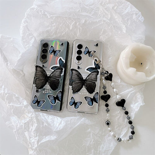 Black Butterfly Phone Stand Case for Samsung Galaxy Z Fold 3 5G