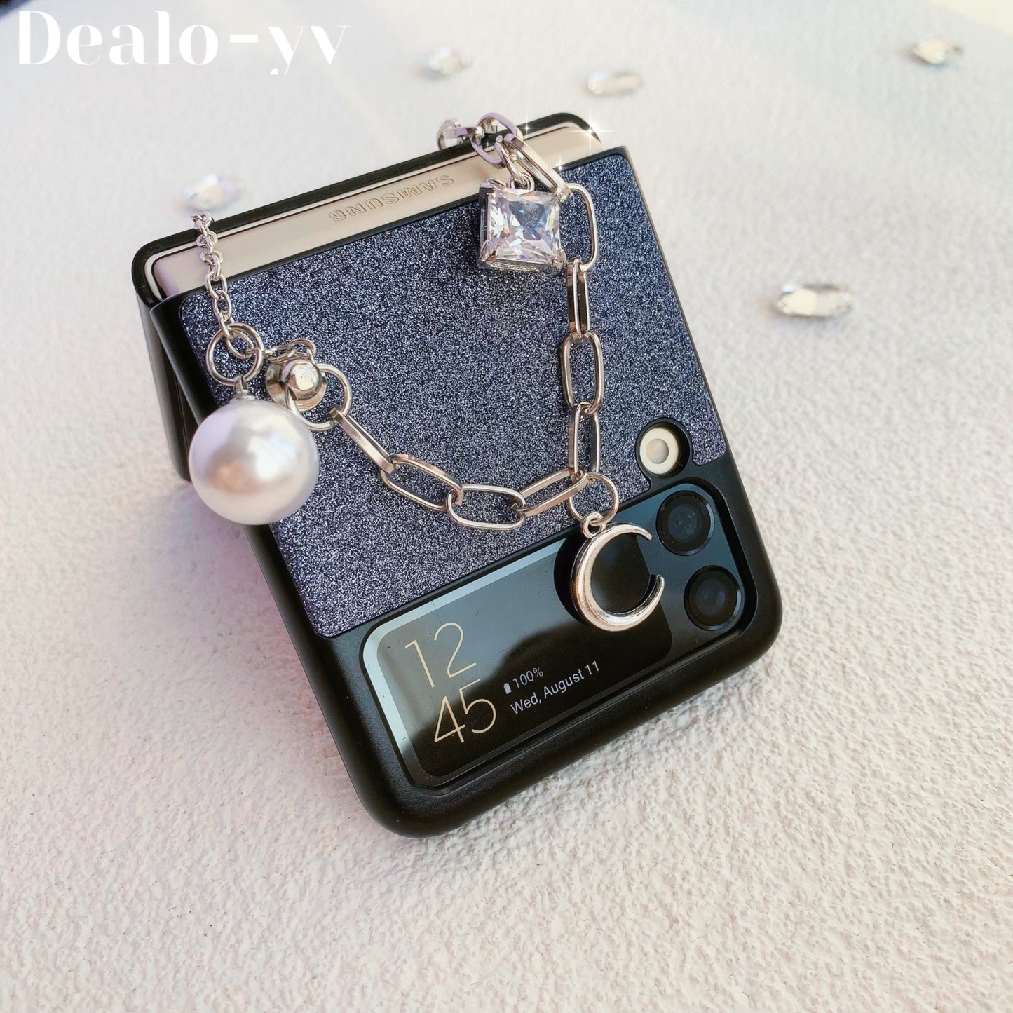 Glitter Pearl Case With Lanyard For Samsung Z Flip 3 and Galaxy Z FOLD