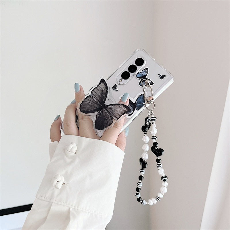 Black Butterfly Phone Stand Case for Samsung Galaxy Z Fold 3 5G