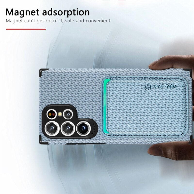 Magnetic PU Leather Case With Card Pocket For Samsung Galaxy S22 series