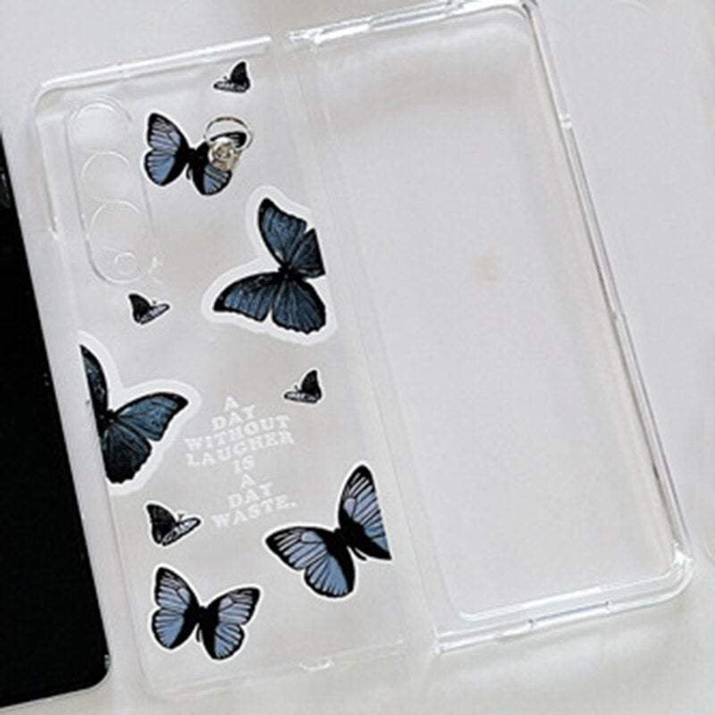 Black Butterfly Phone Stand Case for Samsung Galaxy Z Fold 3 5G