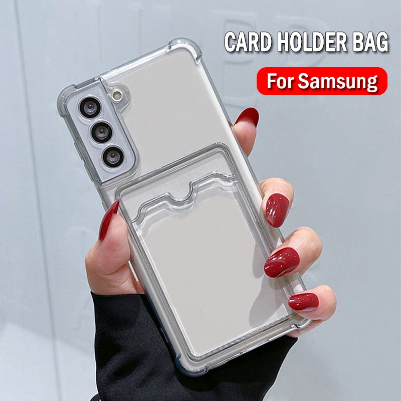 Card Holder Wallet Clear Case For Samsung S22 Series