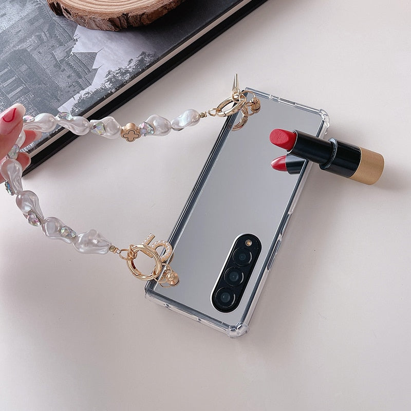 Makeup Mirror Shockproof Phone Case For Samsung Galaxy Z Fold 3 5G