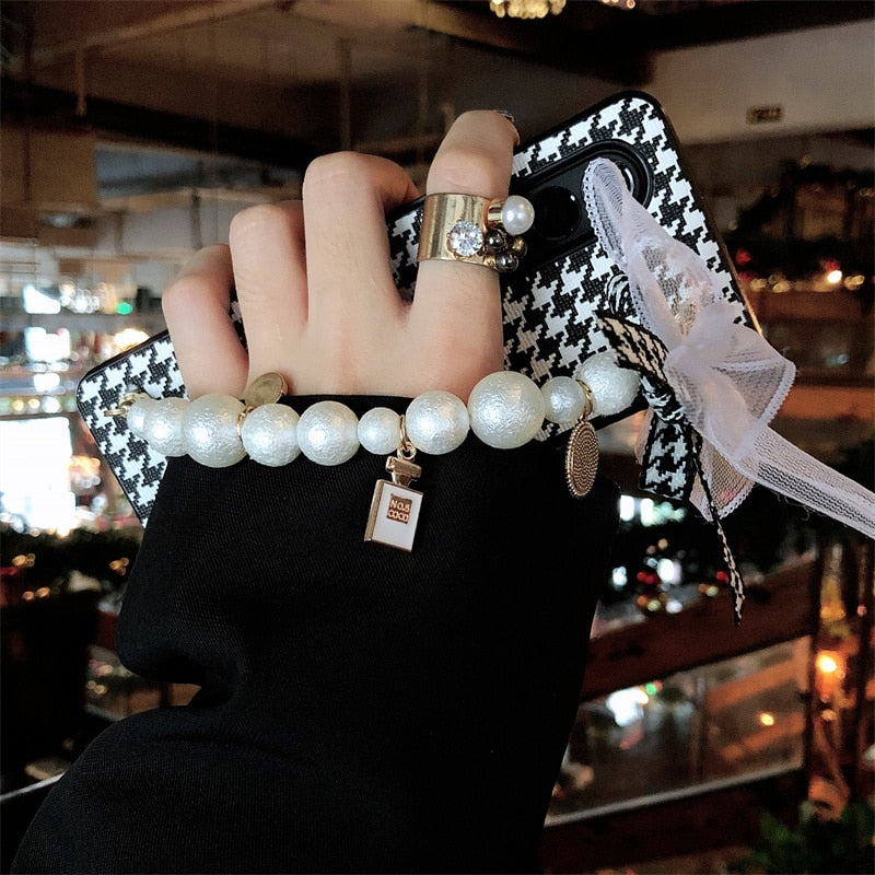 Chic and Elegant PU Leather Houndstooth Phone Case For Samsung Galaxy Z Fold 3