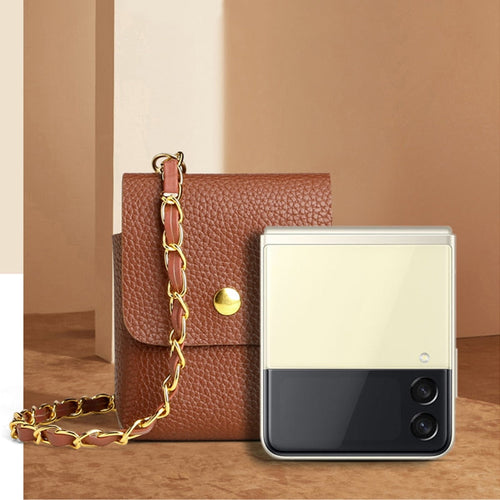 Crossbody Leather Mini Phone Bag For Samsung Galaxy Z Flip 4, 3, Series