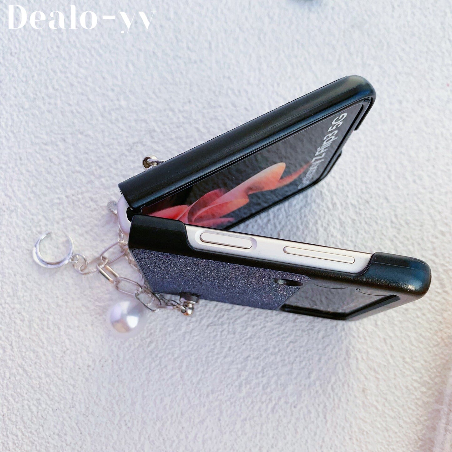 Glitter Pearl Case With Lanyard For Samsung Z Flip 3 and Galaxy Z FOLD