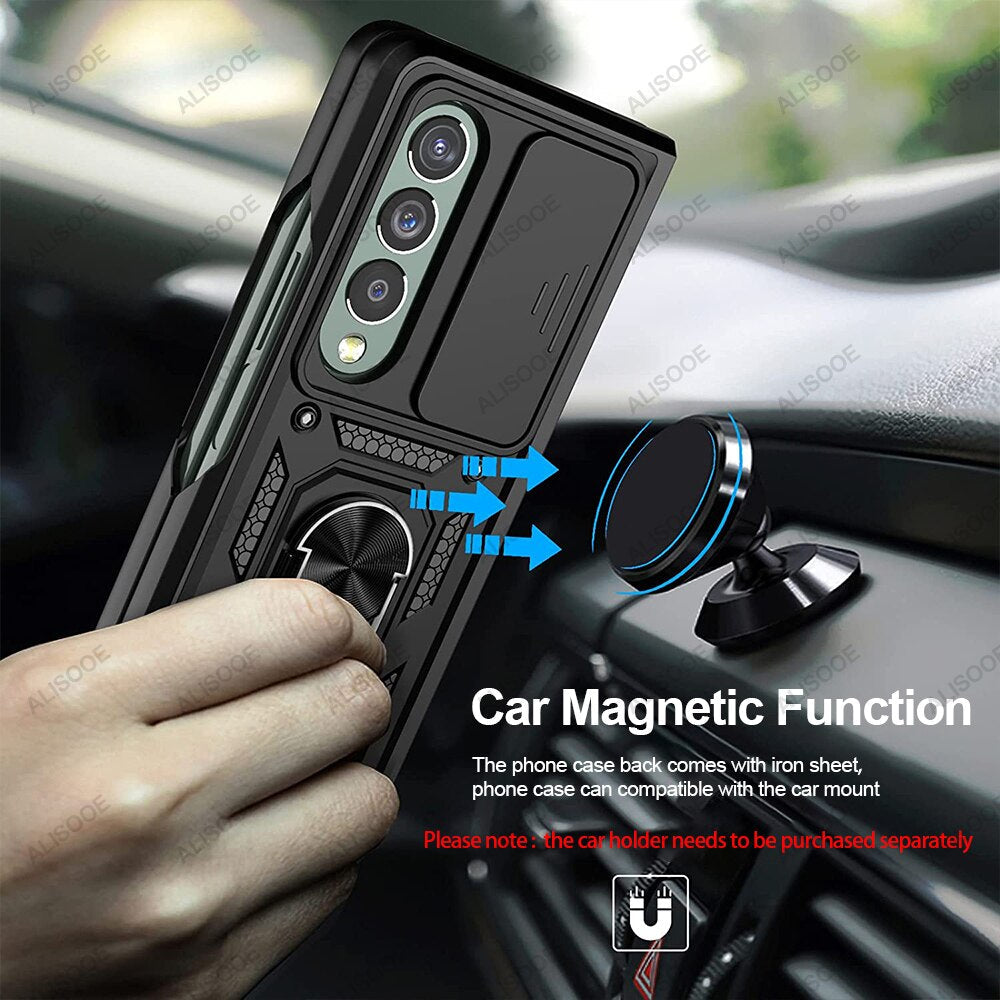 Armor Case with Lens Protection & Stand For Samsung Galaxy Z Fold 4