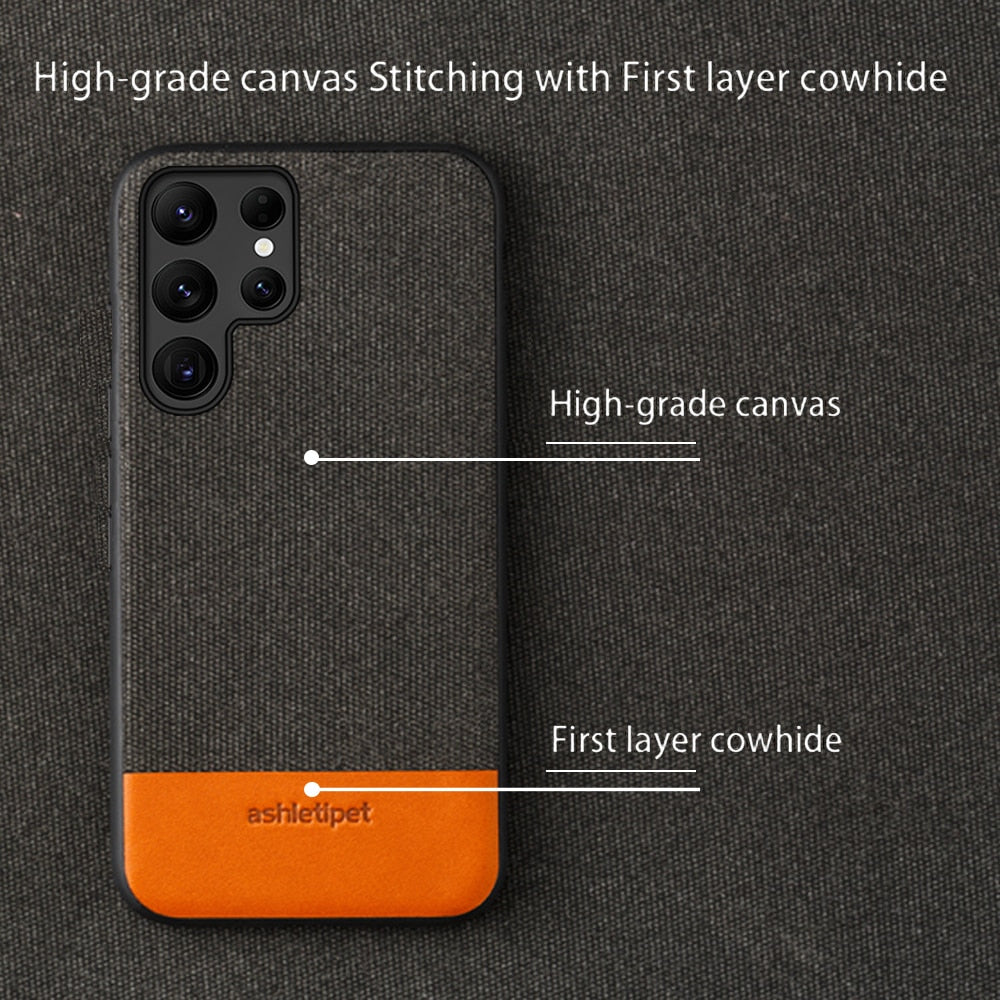 Canvas Leather Cover Case for Samsung Galaxy s22 Series