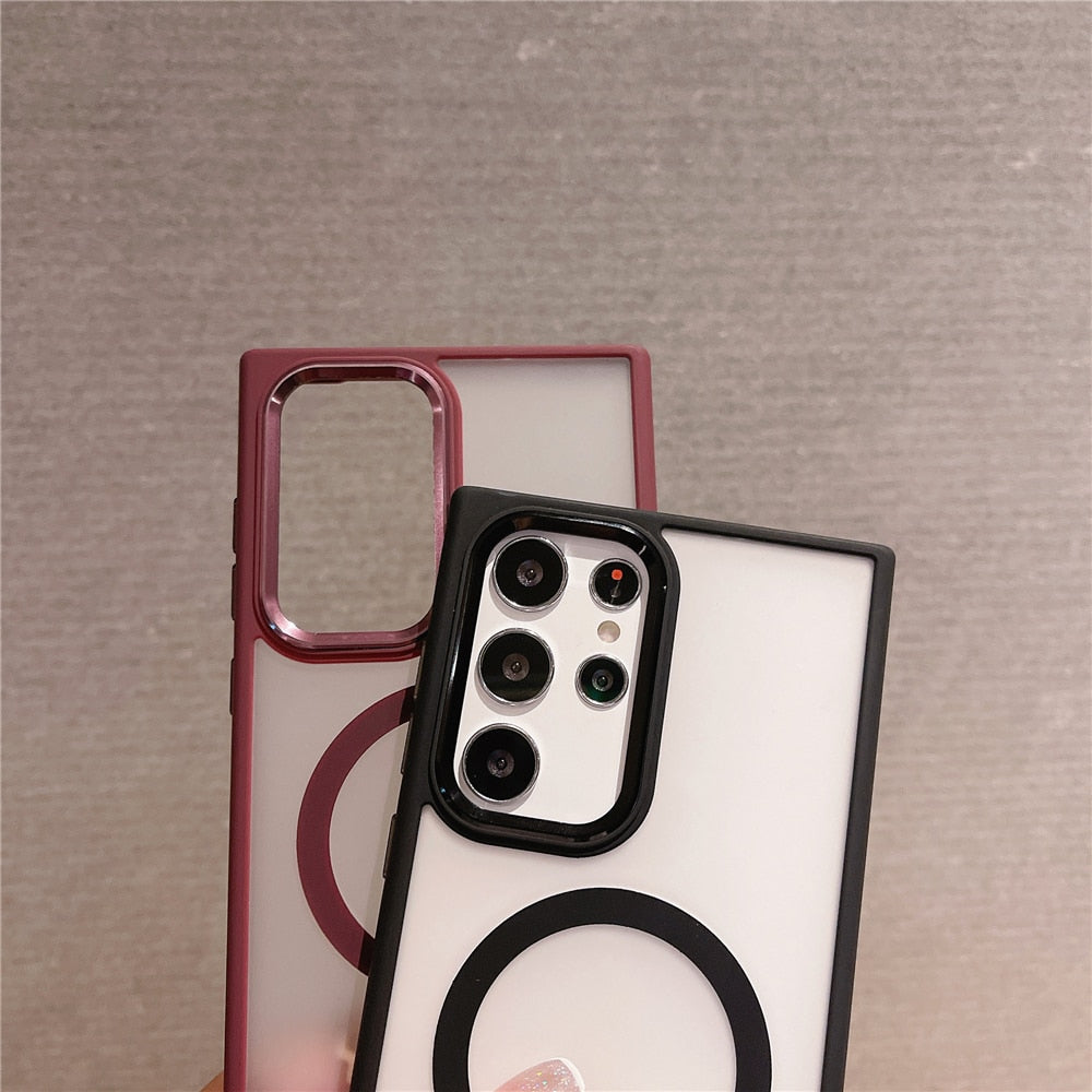 Metal Magnetic Wireless Charging Case For Samsung S22 Series