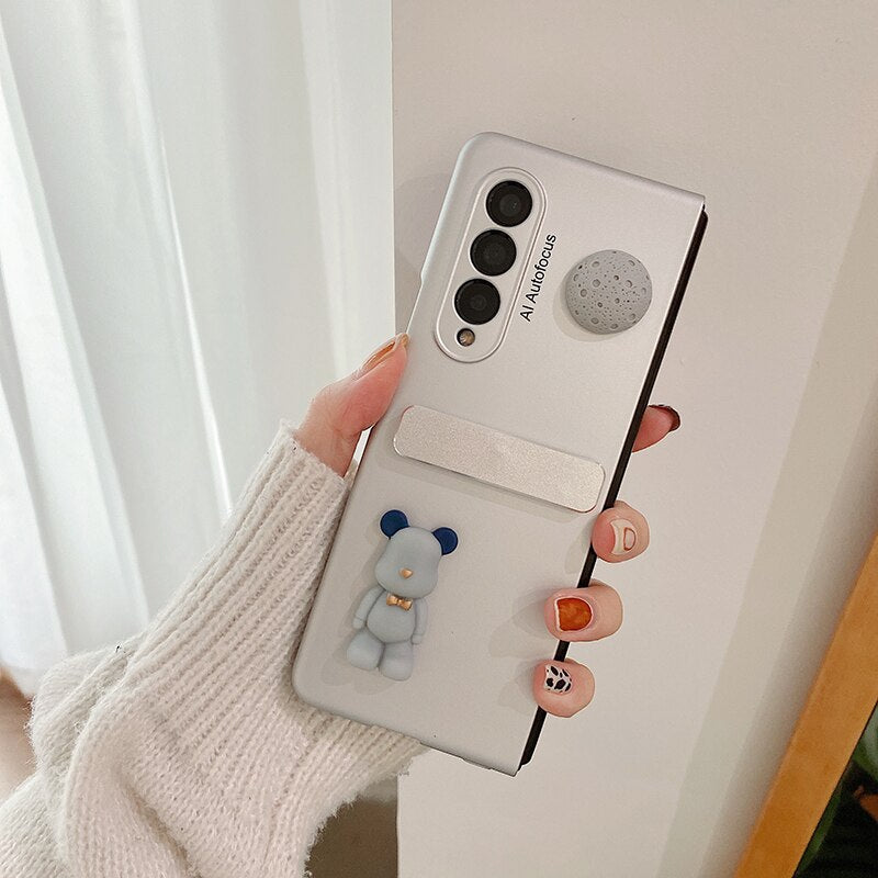 Cute Decompression Dog Metal Folding Holder Phone case For Samsung Galaxy Z Fold