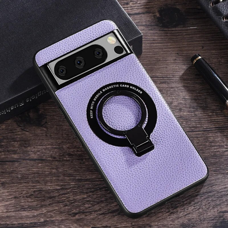 Magnetic Leather Case with Bracket for Google Pixel 8 Series