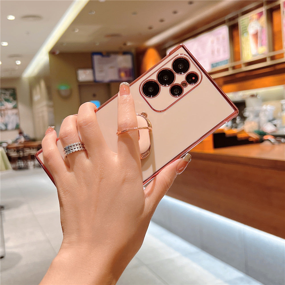 Cute Bear Ring Holder Stand Phone Case For Samsung Galaxy S22 Serie